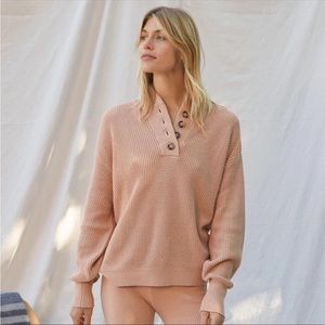 Lunya Pink Button-Up Sweater